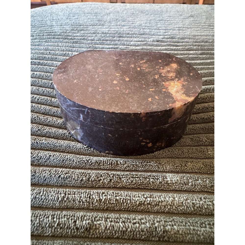 Vintage Stone Trinket Box Jewelry Box Lidded Divided Handmade Decor